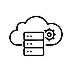 An icon depicting cloud servers with a gear, suitable for blogs or websites about cloud management, IT solutions, or system configuration.

