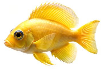 Striking golden fish detailed illustration on black background captivating underwater scene, fish, golden, goldfish, aquatic, animal, underwater, marine, wildlife, nature, ocean, sea, isolated, black 
