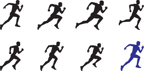 Dynamic Running Silhouettes of Athletes
