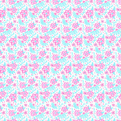 Pink and Turquoise Flowers Seamless