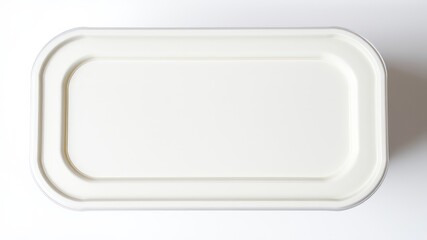 Overhead View of a Plain White Rectangular Container with a Lid