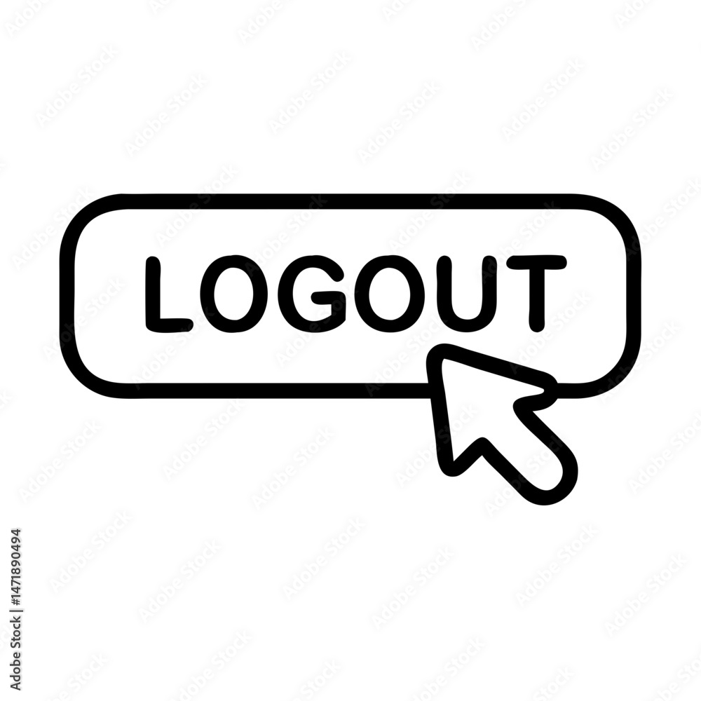 Poster a 'logout' button with rounded edges, suitable for user interface design resources on websites and a