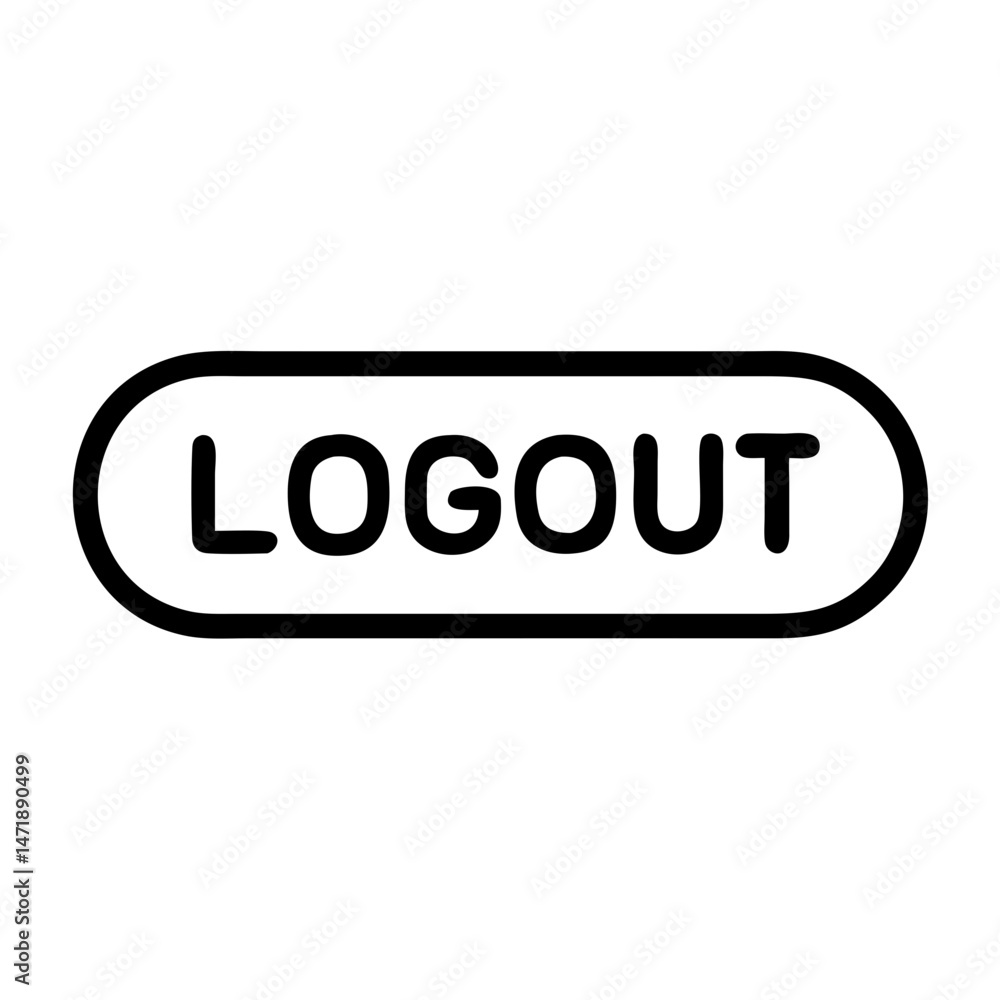 Poster a 'logout' button with rounded edges, suitable for user interface design resources on websites and a