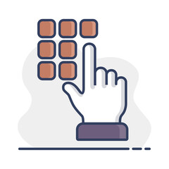 Hand finger entering pin code icon