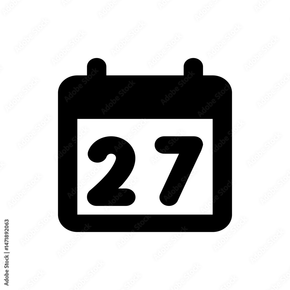 Poster illustration of a calendar icon with the number twenty seven indicating a specific date or appointme