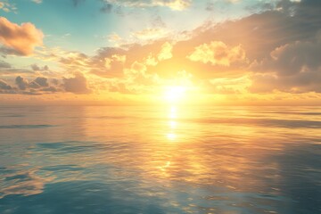 Obraz premium Golden Sunset over Calm Ocean