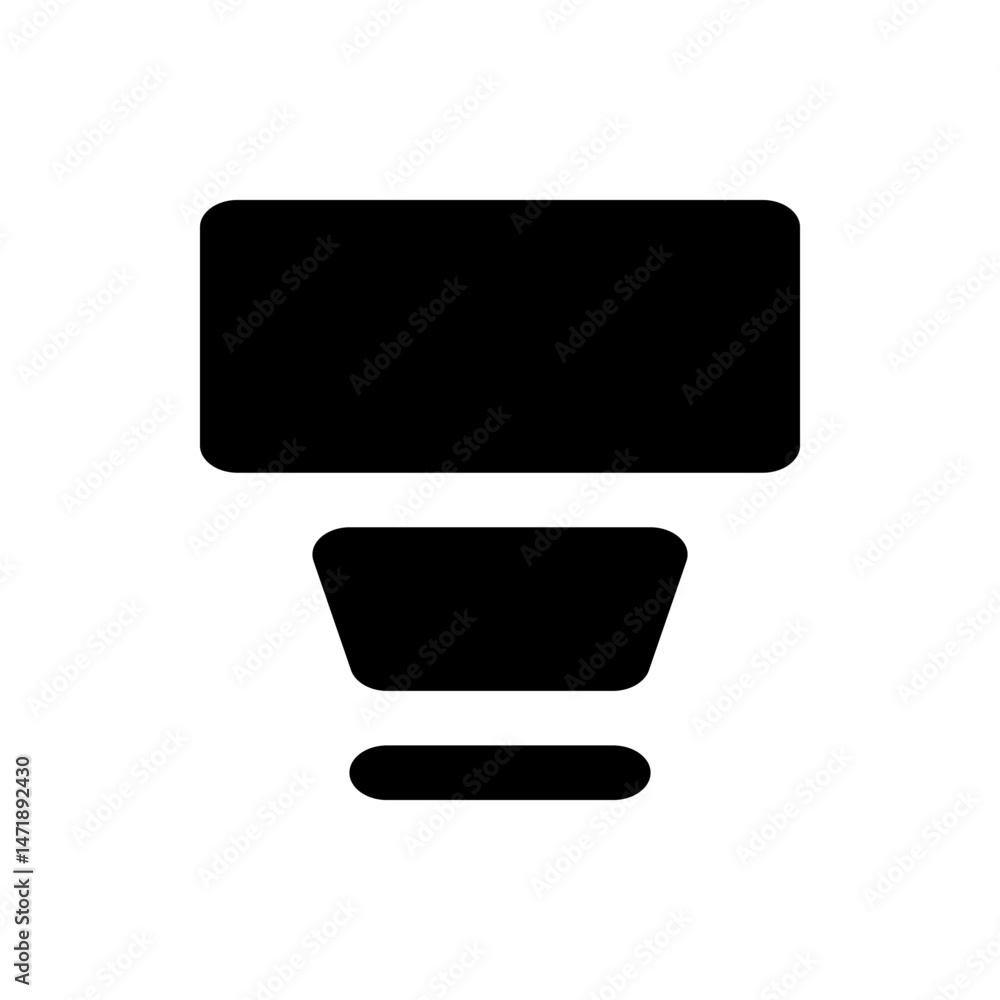 Poster a black silhouette of a computer monitor with a trapezoidal base and a small rectangular stand below