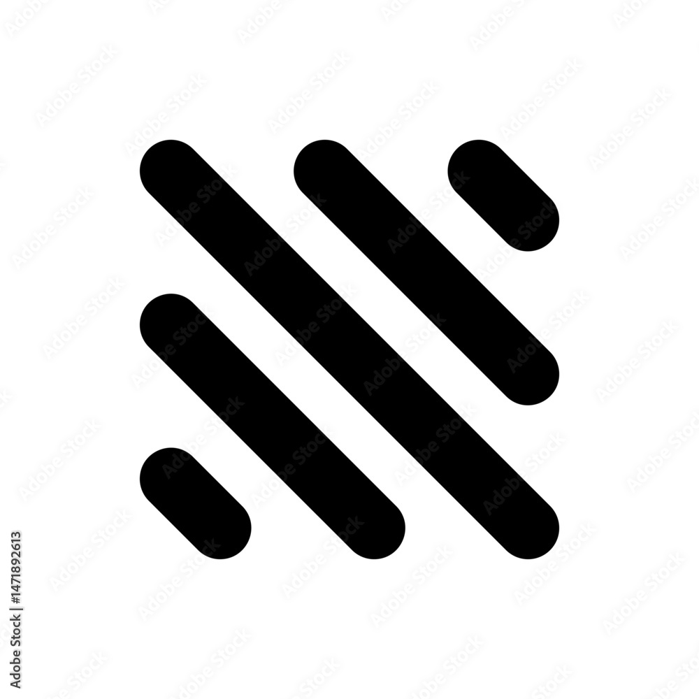 Poster diagonal black lines with rounded ends arranged in a square pattern on a white background design vis