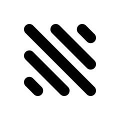 Diagonal black lines with rounded ends arranged in a square pattern on a white background design visual