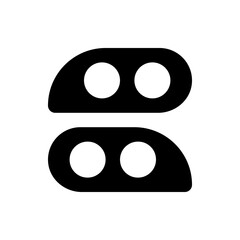 Fototapeta premium Two horizontal black shapes each containing two white circles aligned side by side on a white background