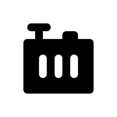Illustration of a black box with three vertical slots and a knob on top against a white background