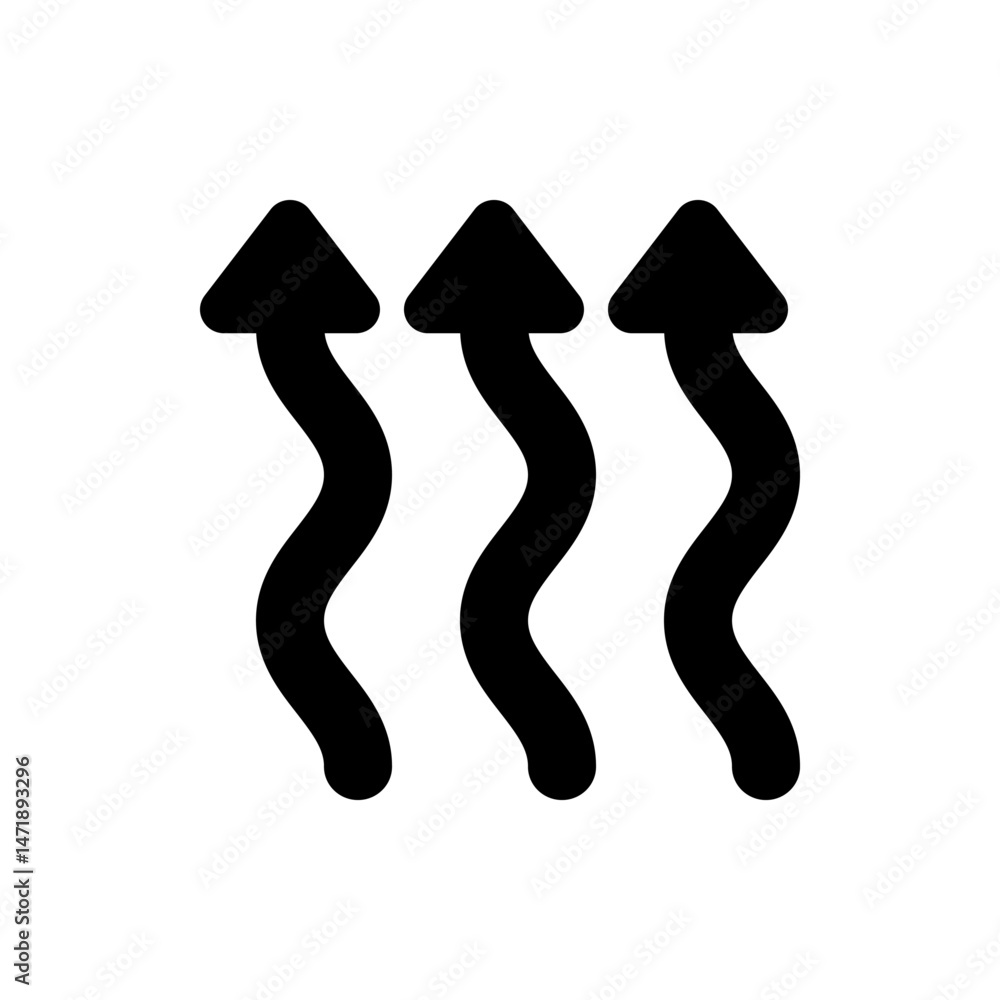 Poster three black wavy arrows pointing upwards indicating direction or movement on a white background desi