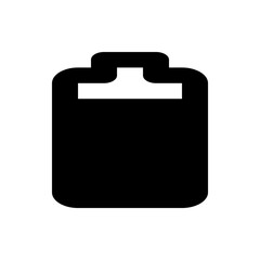 Illustration of a black battery icon with a white top section and rounded edges on a white background