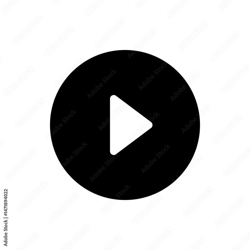  a simple black circle containing a white play button icon centered within the circular shape design 