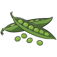 Colorful peas vegetable set isolated vector illustration on white background