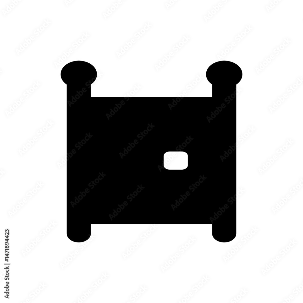 Aufkleber black silhouette of a simple door with rounded edges and a small square window on the left side pane