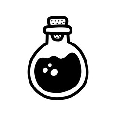 Magic potion bottle doodle icon with hand drawn style on Halloween theme