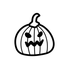 Jack o lantern pumpkin doodle icon with hand drawn design style Helloween theme