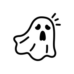 Flying ghost doodle icon for Helloween element