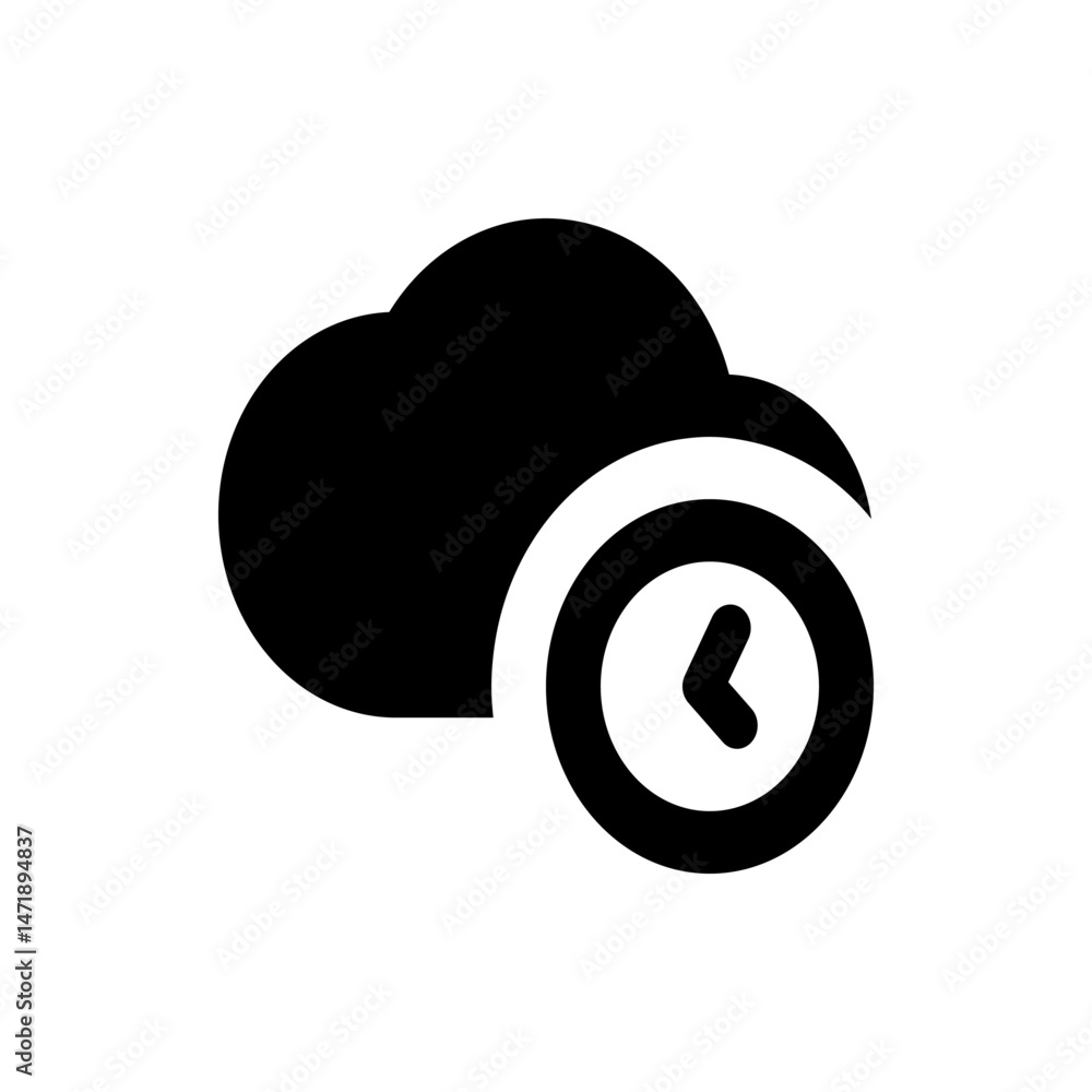 Poster a black cloud icon with a circular arrow pointing left indicating cloud backup and restore functiona