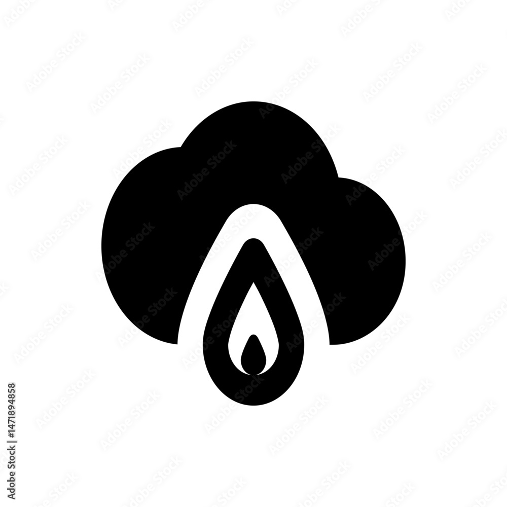 Poster black cloud shape with a white teardrop shape inside it in a simple and minimalist vector style desi