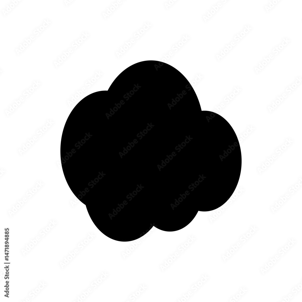 Poster illustration of a simple black cloud shape with rounded edges on a white background isolated image