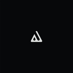 Minimalist Letter A or V or VY Triangle Drop Logo with black background. 