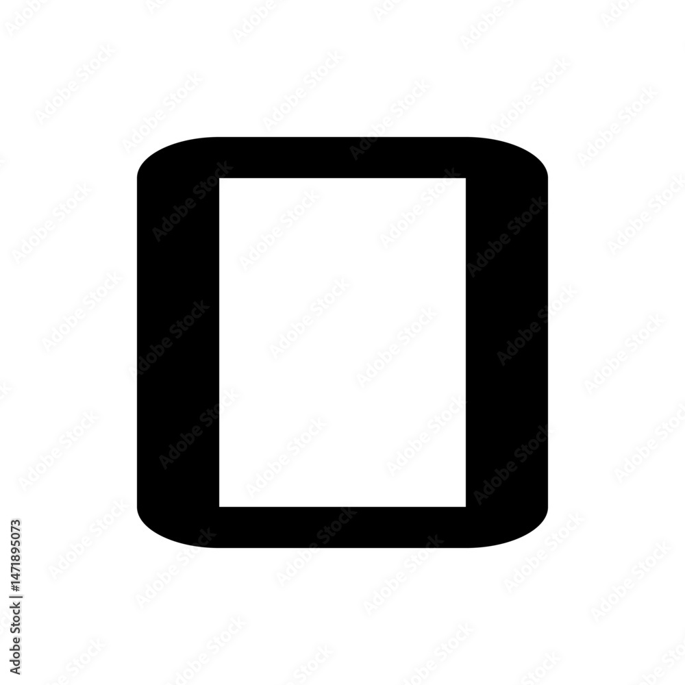 Poster illustration of a simple black smartphone with rounded corners and a white screen display design ele
