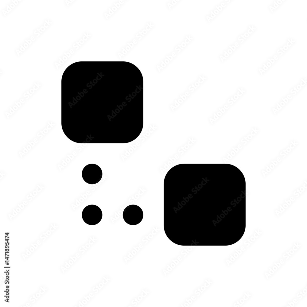Aufkleber illustration of two rounded squares and three small circles arranged in a geometric pattern on white