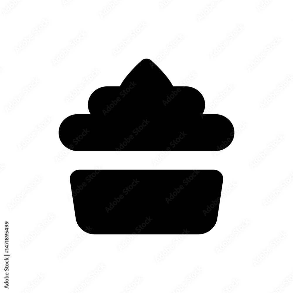 Poster simple black silhouette of a cupcake with rounded edges and a swirl of frosting on top design elemen