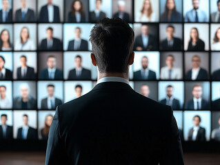 Businessman Addressing Virtual Team Meeting  Online Conference  Remote Work  Video Call  G
