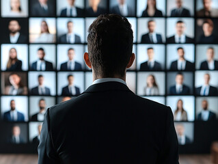 Businessman Viewing Virtual Meeting  Online Conference  Remote Team  Video Call  Diverse G