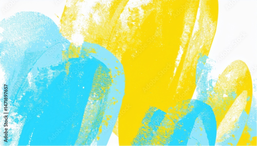Poster abstract yellow and blue ink waves on white background for modern branding, print design, web graphi