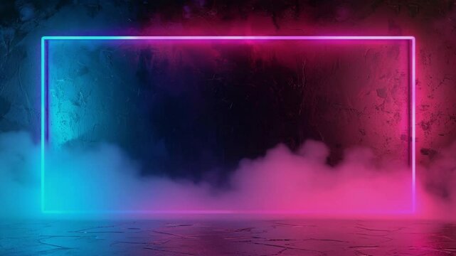 A simple horizontal rectangle frame with neon-effect stlye, Generative AI Videos.