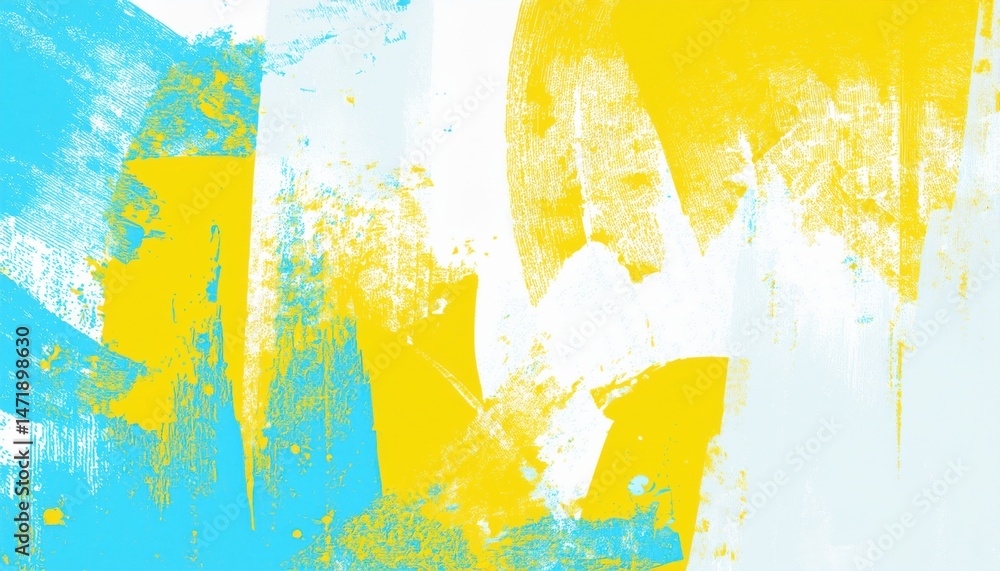 Poster abstract yellow and blue ink waves on white background for modern branding, print design, web graphi