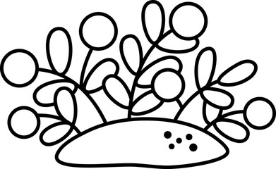 Vector black and white cartoon cranberry clipart. Woodland or garden plant line icon isolated on white background. Forest nature berry illustration, coloring page. Cottage core harvest