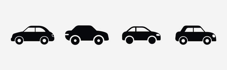 Car silhouette icon. Front view. Vector illustration. Car icon. Car icon on a white background. illustration