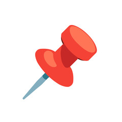 Vector illustration of a red push pin or thumbtack isolated