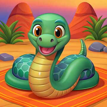 cute 3d big eyes cartoon snake cobra