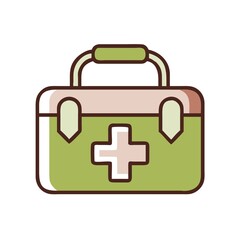 Fototapeta premium Green first aid kit illustration with cross medical emergency symbol