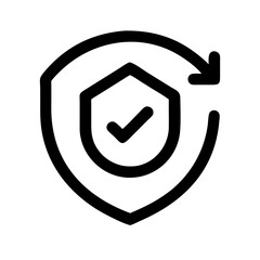  Black outline icon of a shield with a checkmark inside, symbolizing security and approval. Suitable for security blogs, website trust indicators, and quality assurance sites.