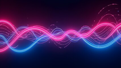 Bright neon lines in pink and blue form an intricate border on a dark canvas, providing a contemporary and energetic visual effect ideal for digital art or presentations.