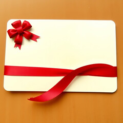 Elegant gift Card wrapped with teal ribbon ready for celebration or special occasion