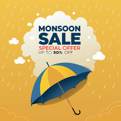 Big Monsoon Sale Banner – Rainy Season Discount Offer – Editable High-Resolution Marketing Design Ai-Generated