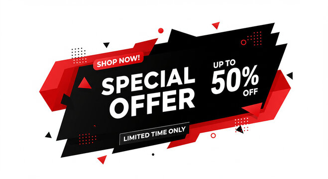 Special Offer, Limited Time Deal, Exclusive Discount, Shop Now, Up to 50% Off.