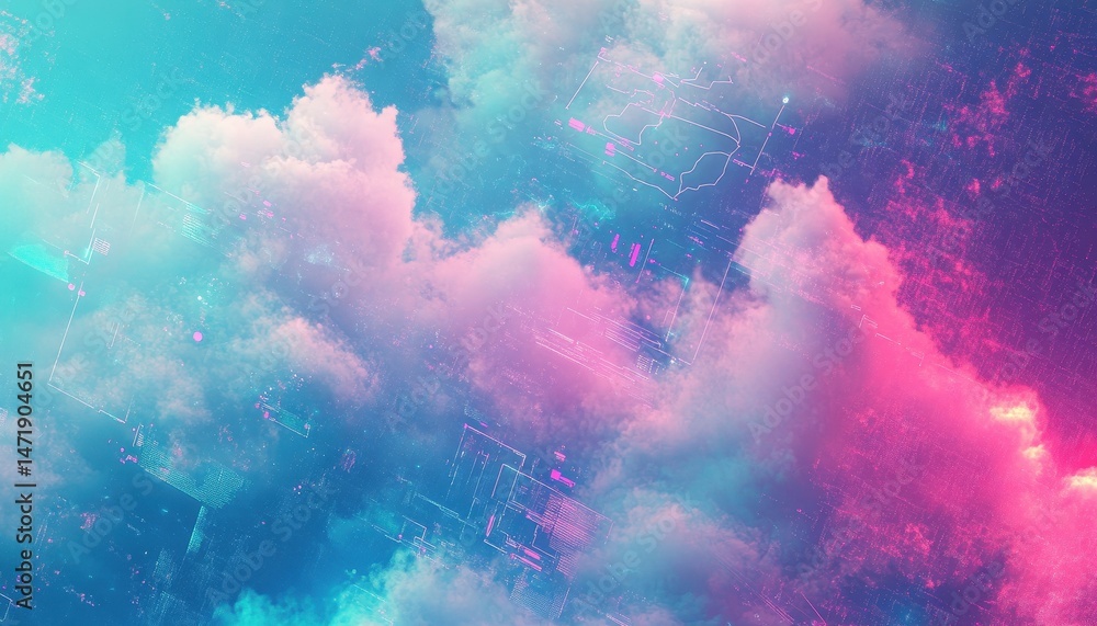 Aufkleber abstract background with pink and blue pastel colors and glittering effect cloud of smoke or mist fo