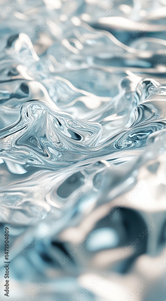 Poster abstract blue and white liquid texture background with smooth surface and soft light in a wavy patte