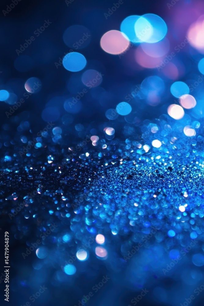 Poster abstract blue glittering bokeh background with sparkling light and festive celebration vibe for part