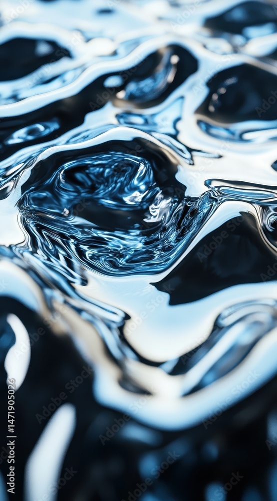 Fototapete abstract blue water surface with dynamic waves ripples and reflections creates a shiny and glossy li