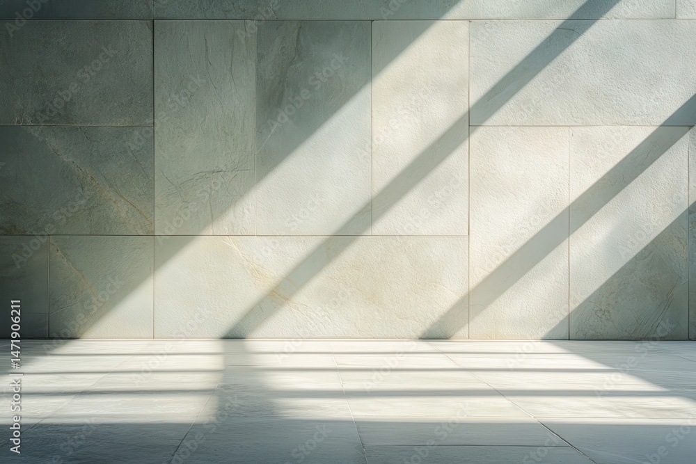 Aufkleber abstract gray concrete wall with sunlight and shadows creating geometric patterns minimalist archite